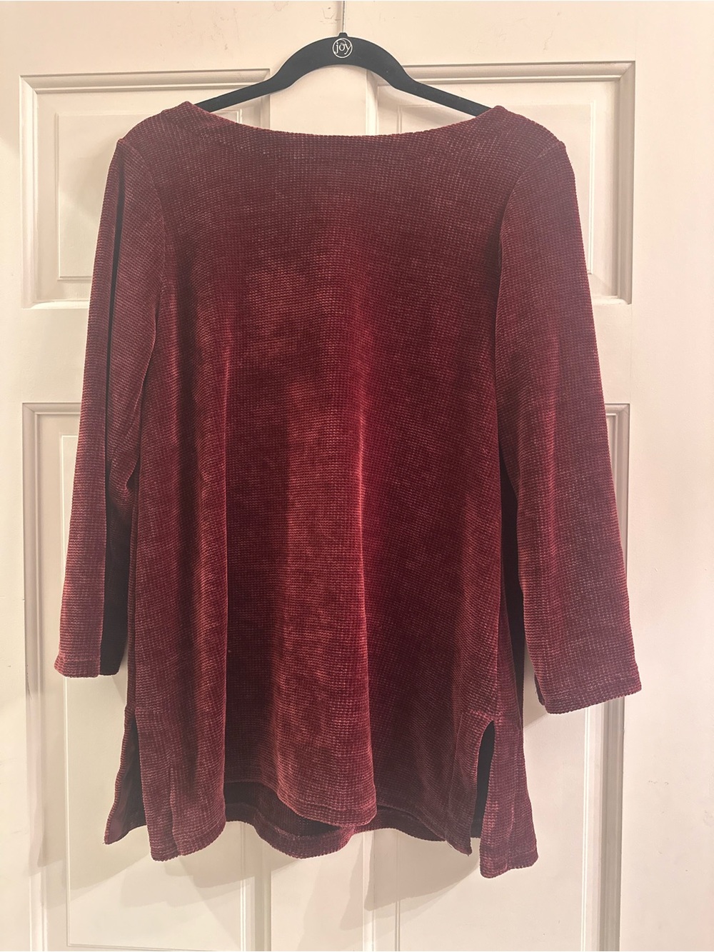 EUC JJill Women's Velour Long-Sleeve Tunic Top - Deep Burgundy